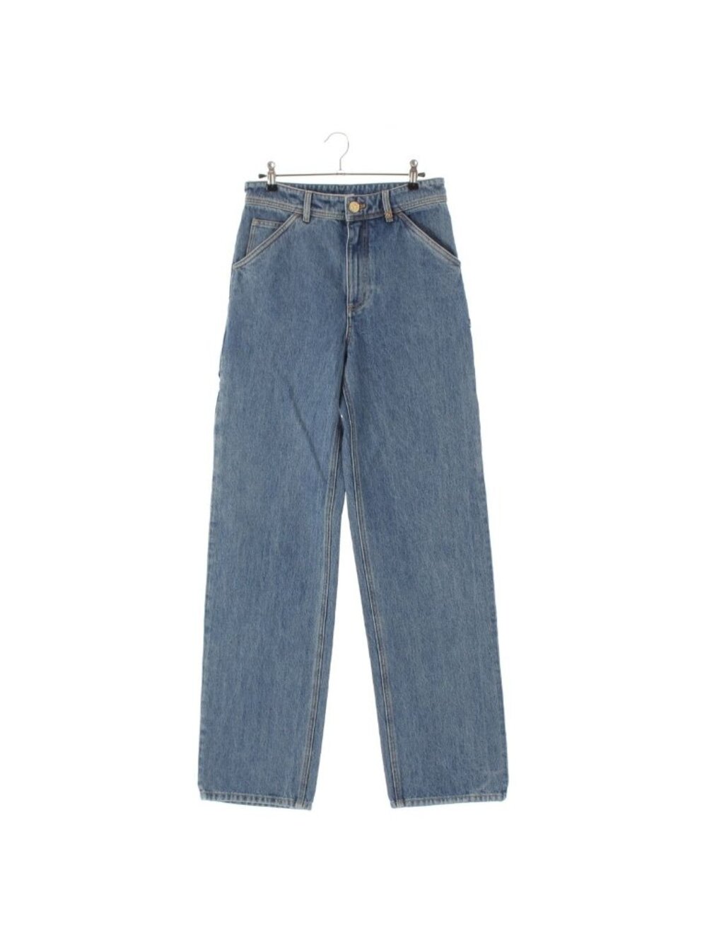 Chanel 26B Brazy Era Cotton Denim CC Logo Wide Pants Ice Blue 34